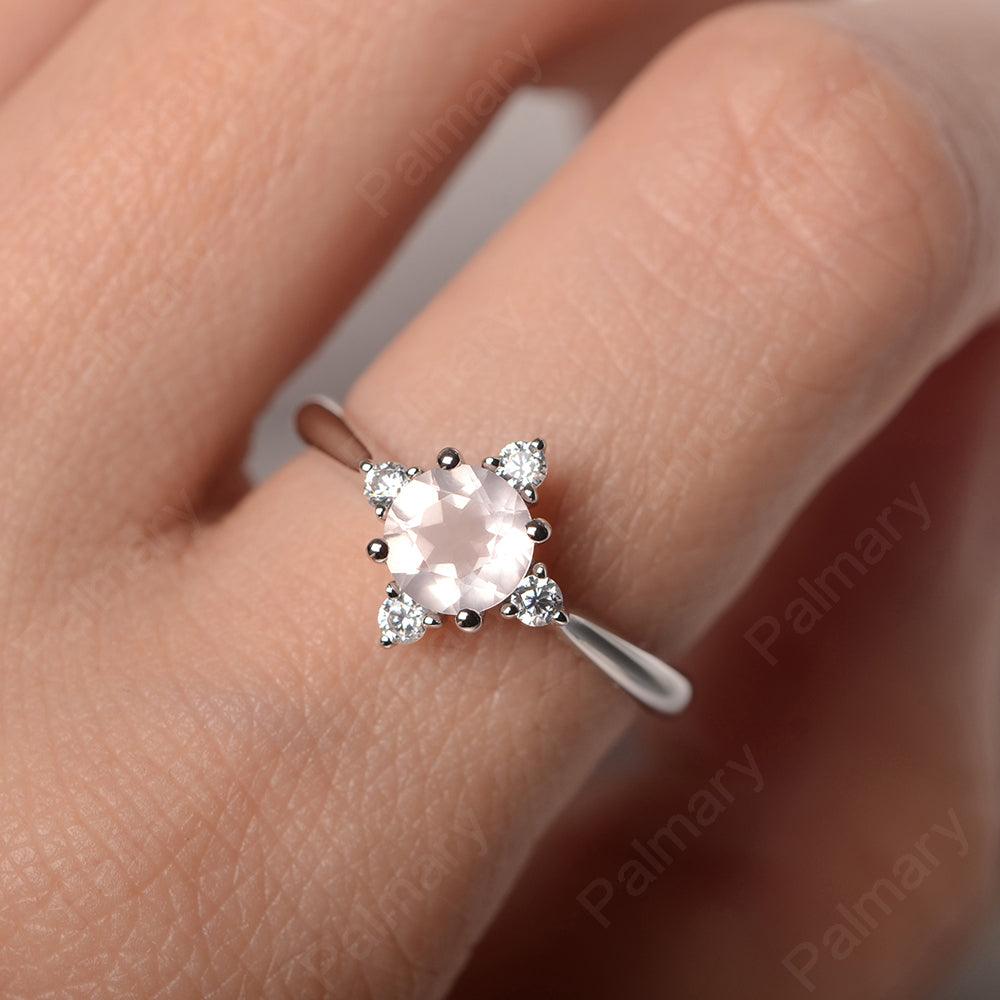 Star Style Round Cut Rose Quartz Rings - Palmary