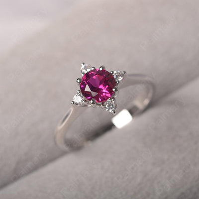 Star Style Round Cut Ruby Rings - Palmary