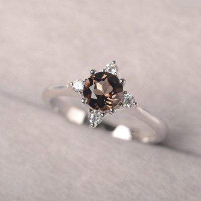 Star Style Round Cut Smoky Quartz  Rings - Palmary