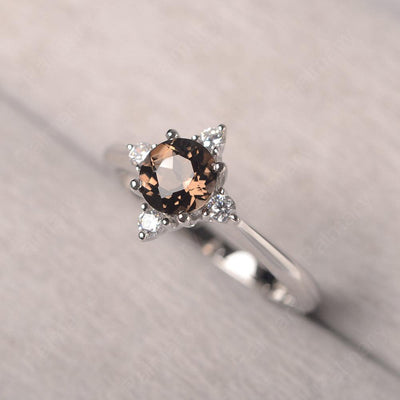 Star Style Round Cut Smoky Quartz  Rings - Palmary