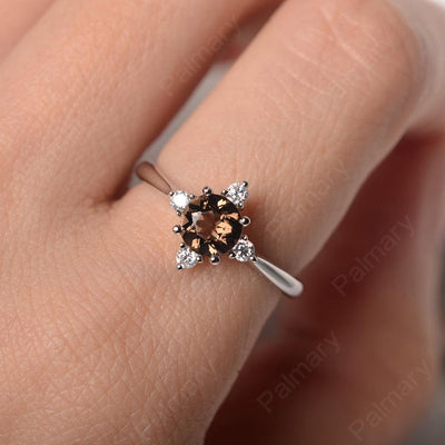 Star Style Round Cut Smoky Quartz  Rings - Palmary