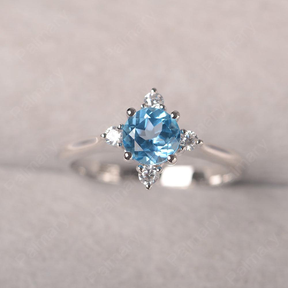 Star Style Round Cut Swiss Blue Topaz Rings - Palmary