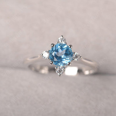 Star Style Round Cut Swiss Blue Topaz Rings - Palmary