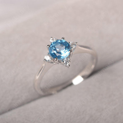 Star Style Round Cut Swiss Blue Topaz Rings - Palmary