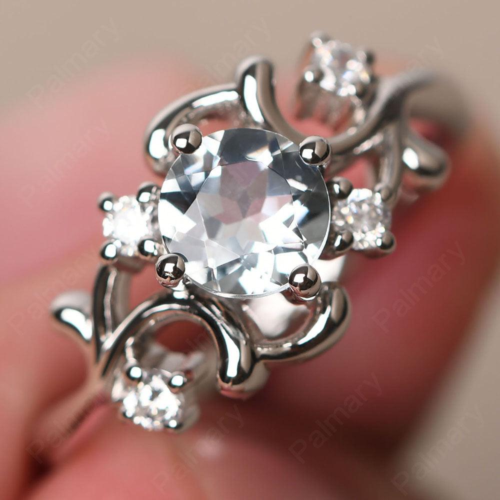 Round Cut Aquamarine Ring - Palmary