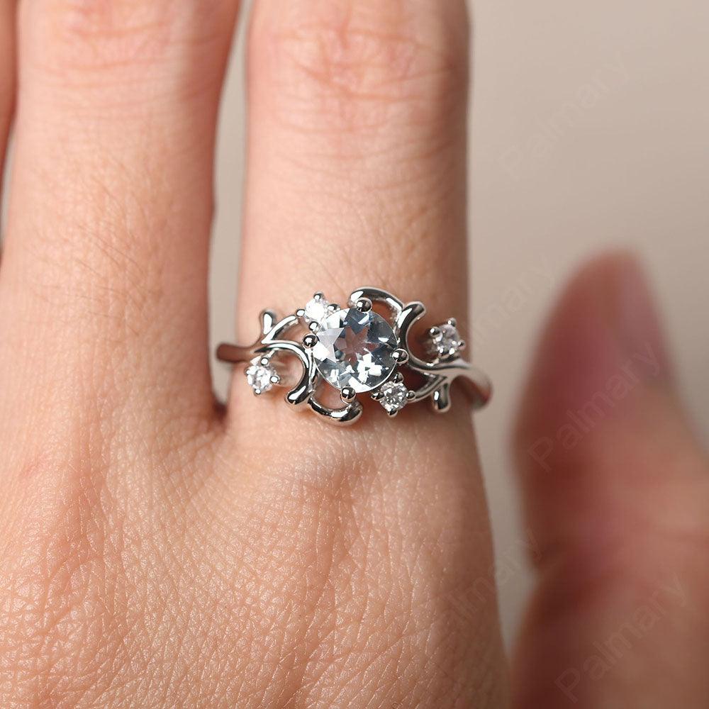 Round Cut Aquamarine Ring - Palmary