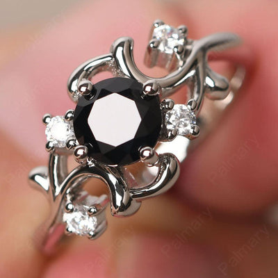 Round Cut Black Spinel Ring - Palmary