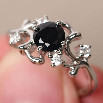 Round Cut Black Spinel Ring - Palmary