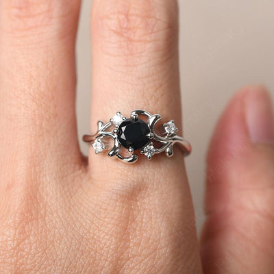 Round Cut Black Spinel Ring - Palmary