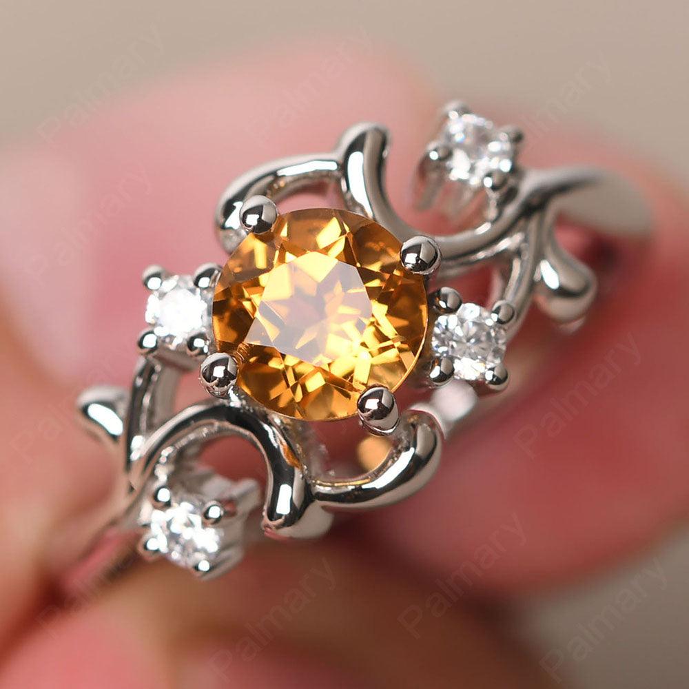 Round Cut Citrine Ring - Palmary
