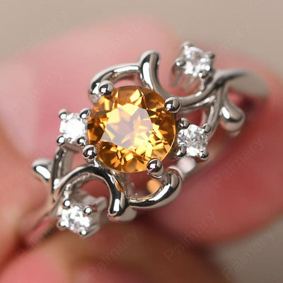 Round Cut Citrine Ring - Palmary