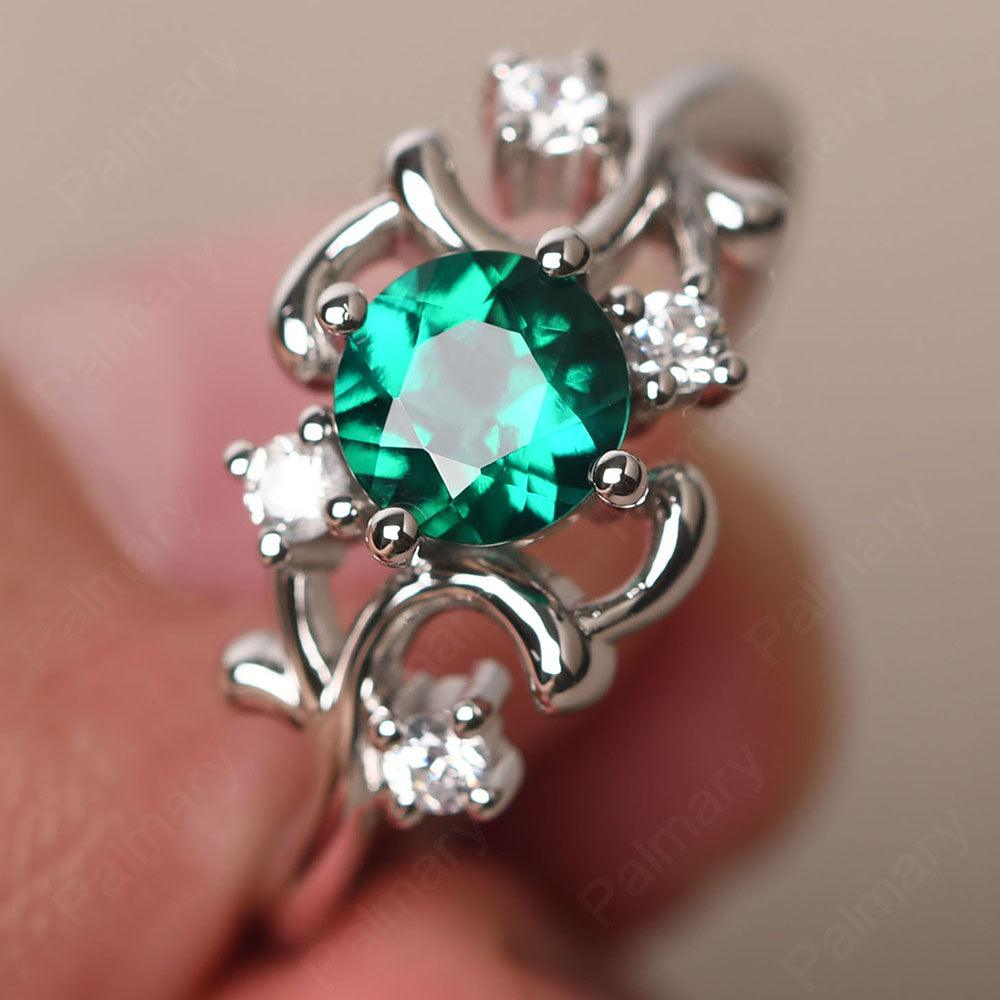 Round Cut Emerald Ring - Palmary
