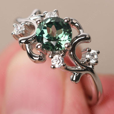 Round Cut Green Sapphire Ring - Palmary