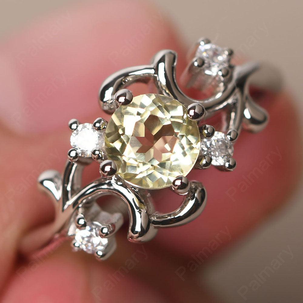 Round Cut Lemon Quartz Ring - Palmary