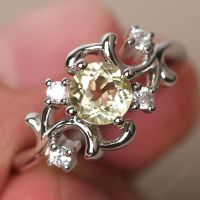 Round Cut Lemon Quartz Ring - Palmary