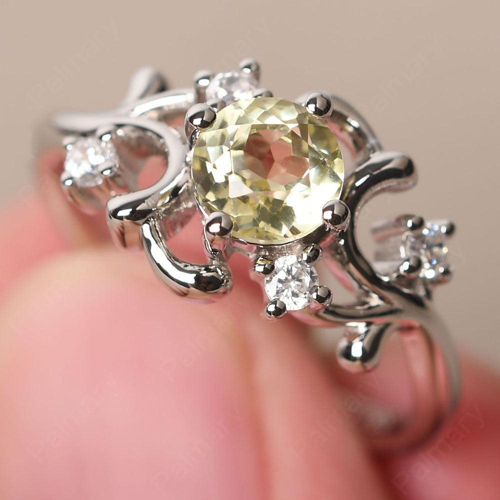 Round Cut Lemon Quartz Ring - Palmary