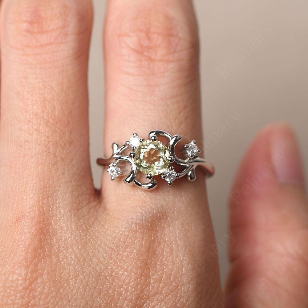 Round Cut Lemon Quartz Ring - Palmary