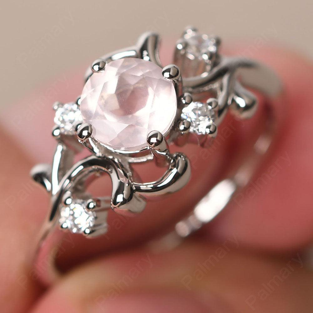 Round Cut Rose Quartz Ring - Palmary