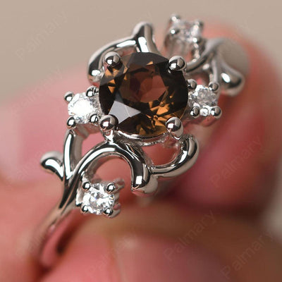 Round Cut Smoky Quartz  Ring - Palmary