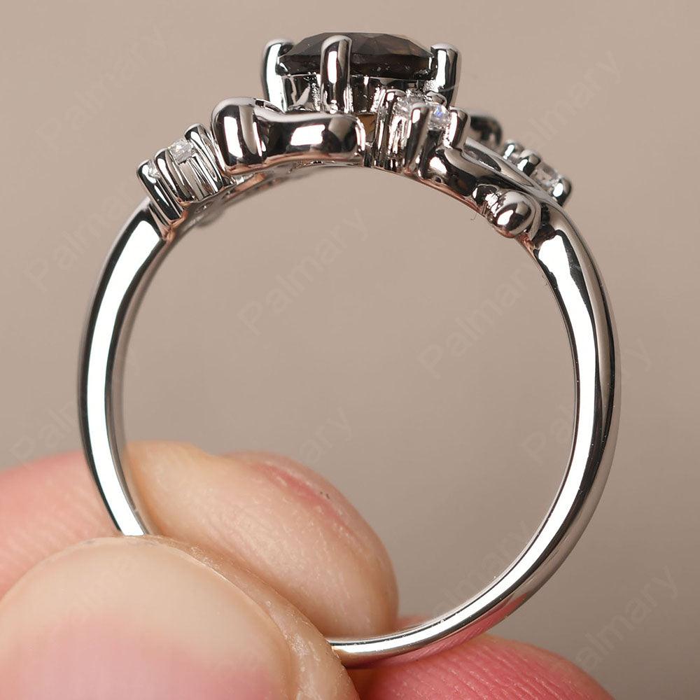 Round Cut Smoky Quartz  Ring - Palmary
