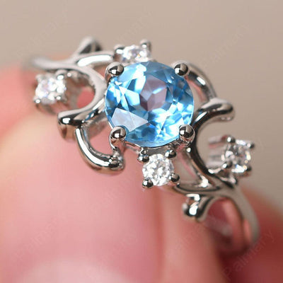 Round Cut Swiss Blue Topaz Ring - Palmary