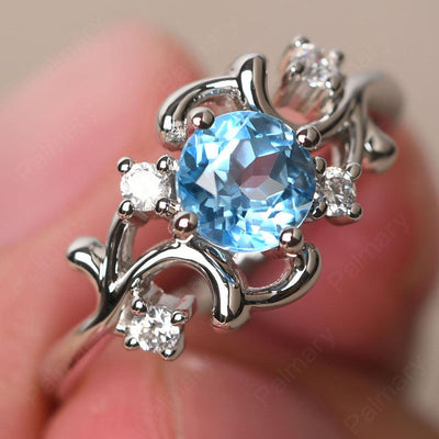 Round Cut Swiss Blue Topaz Ring - Palmary