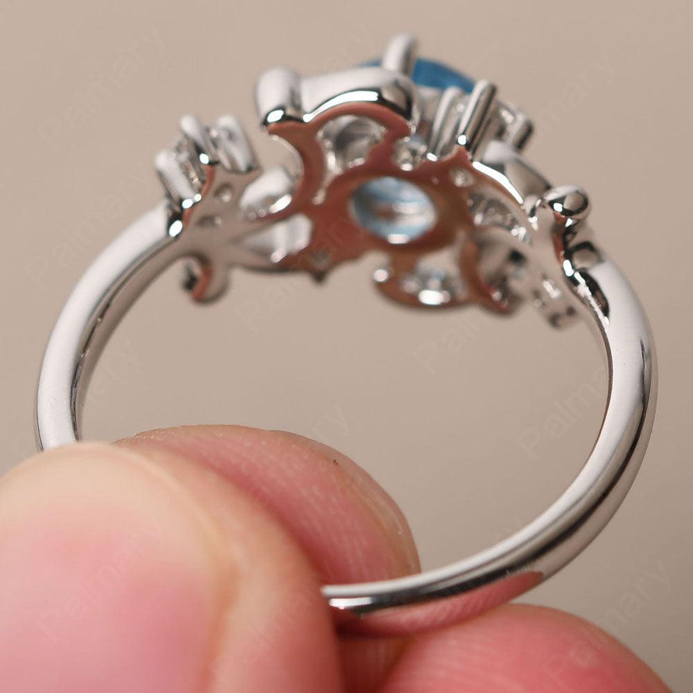 Round Cut Swiss Blue Topaz Ring - Palmary