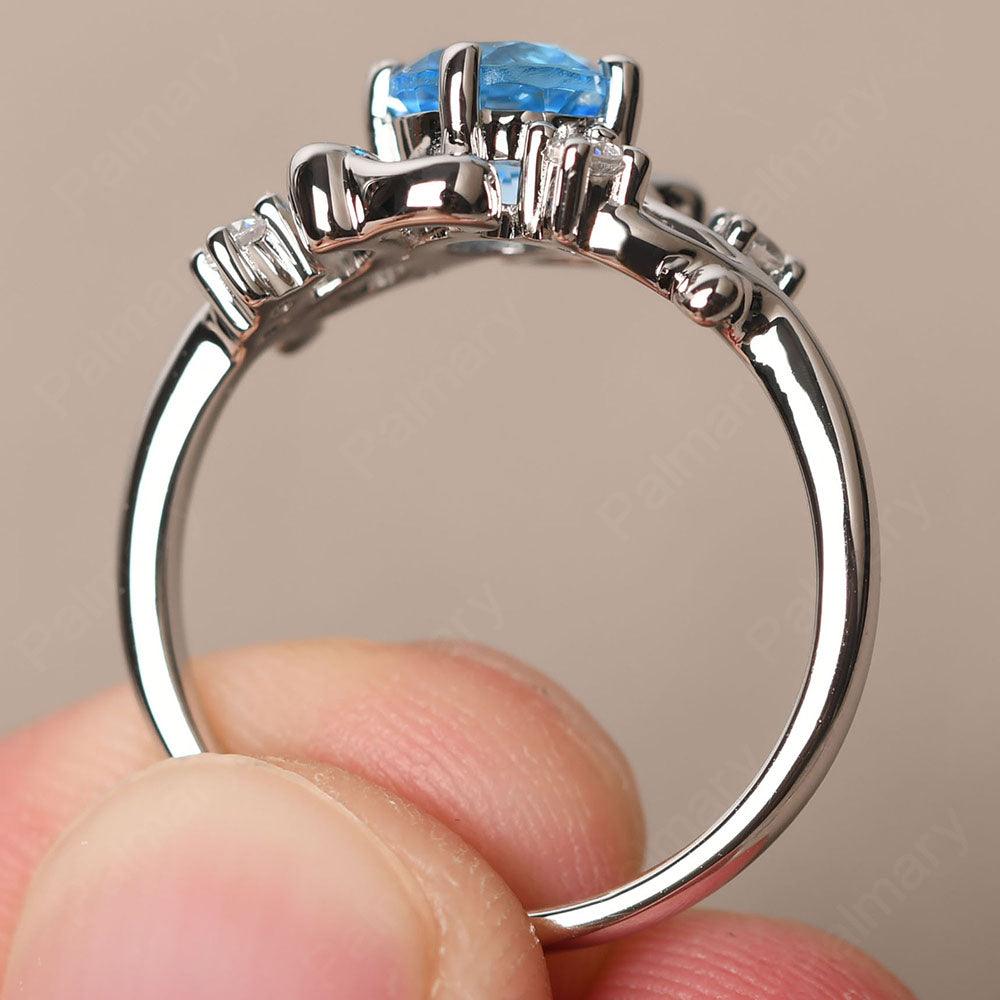 Round Cut Swiss Blue Topaz Ring - Palmary