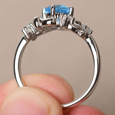 Round Cut Swiss Blue Topaz Ring - Palmary