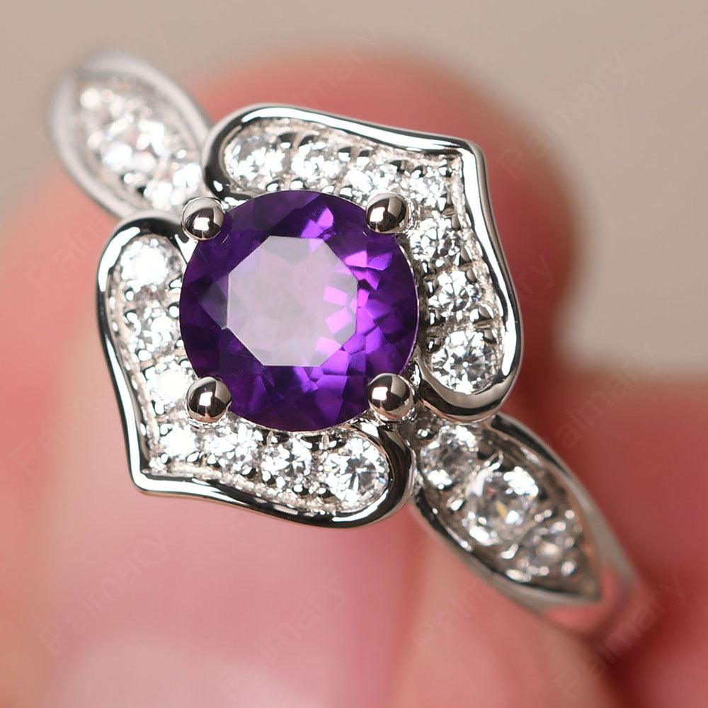 Brilliant Amethyst Lotus Ring - Palmary