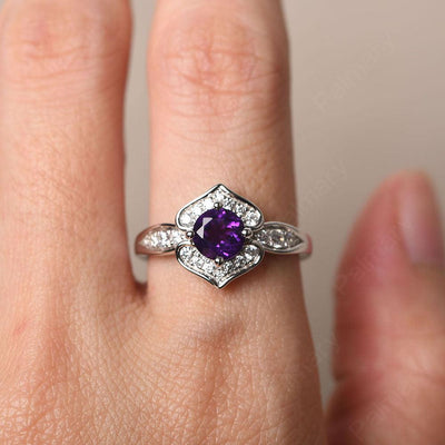 Brilliant Amethyst Lotus Ring - Palmary