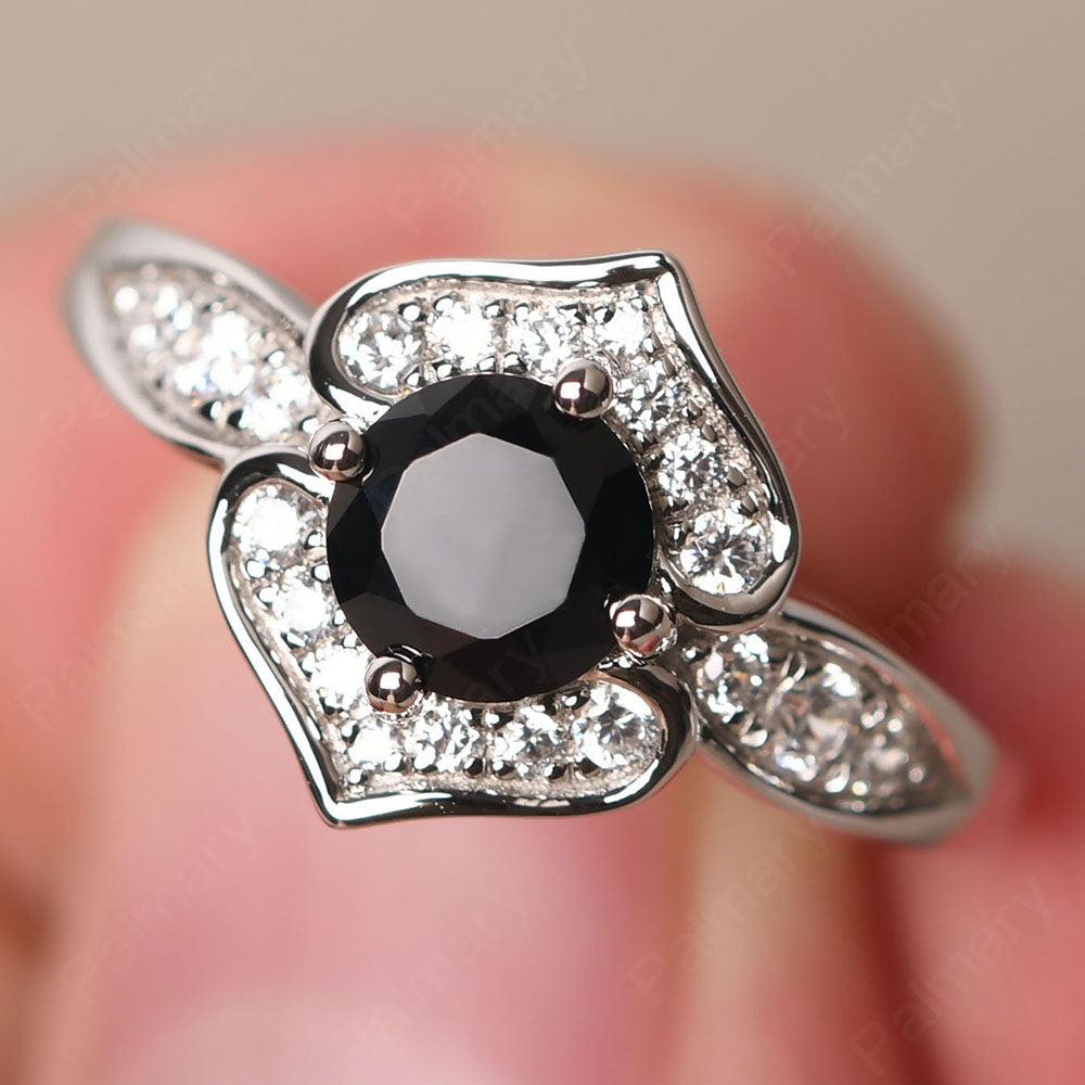 Brilliant Black Spinel Lotus Ring - Palmary
