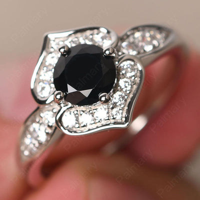 Brilliant Black Spinel Lotus Ring - Palmary