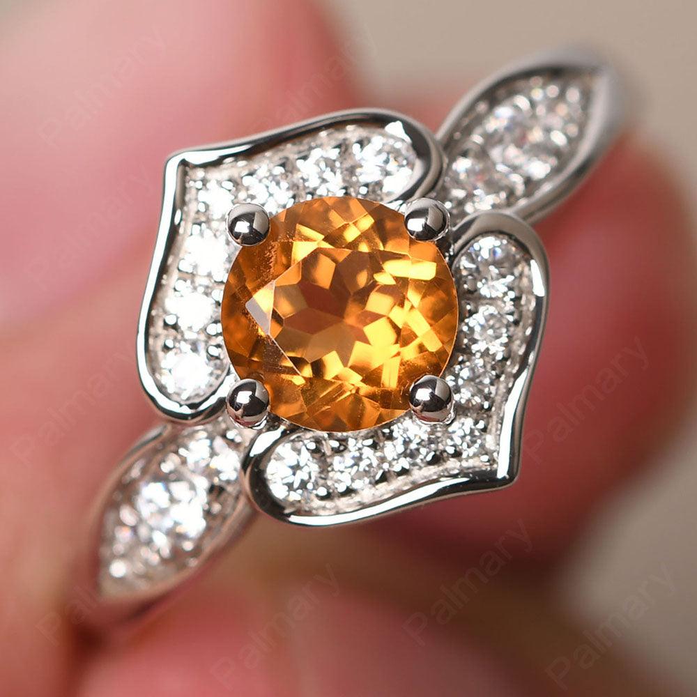 Brilliant Citrine Lotus Ring - Palmary