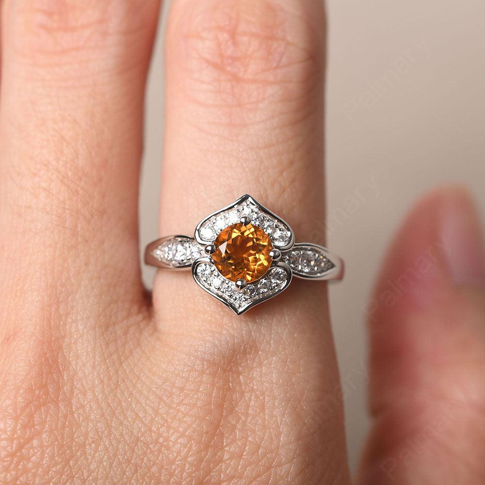 Brilliant Citrine Lotus Ring - Palmary