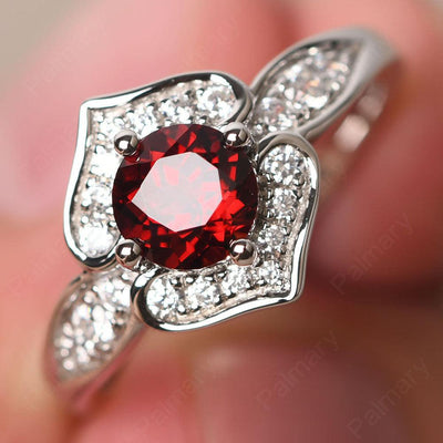 Brilliant Garnet Lotus Ring - Palmary