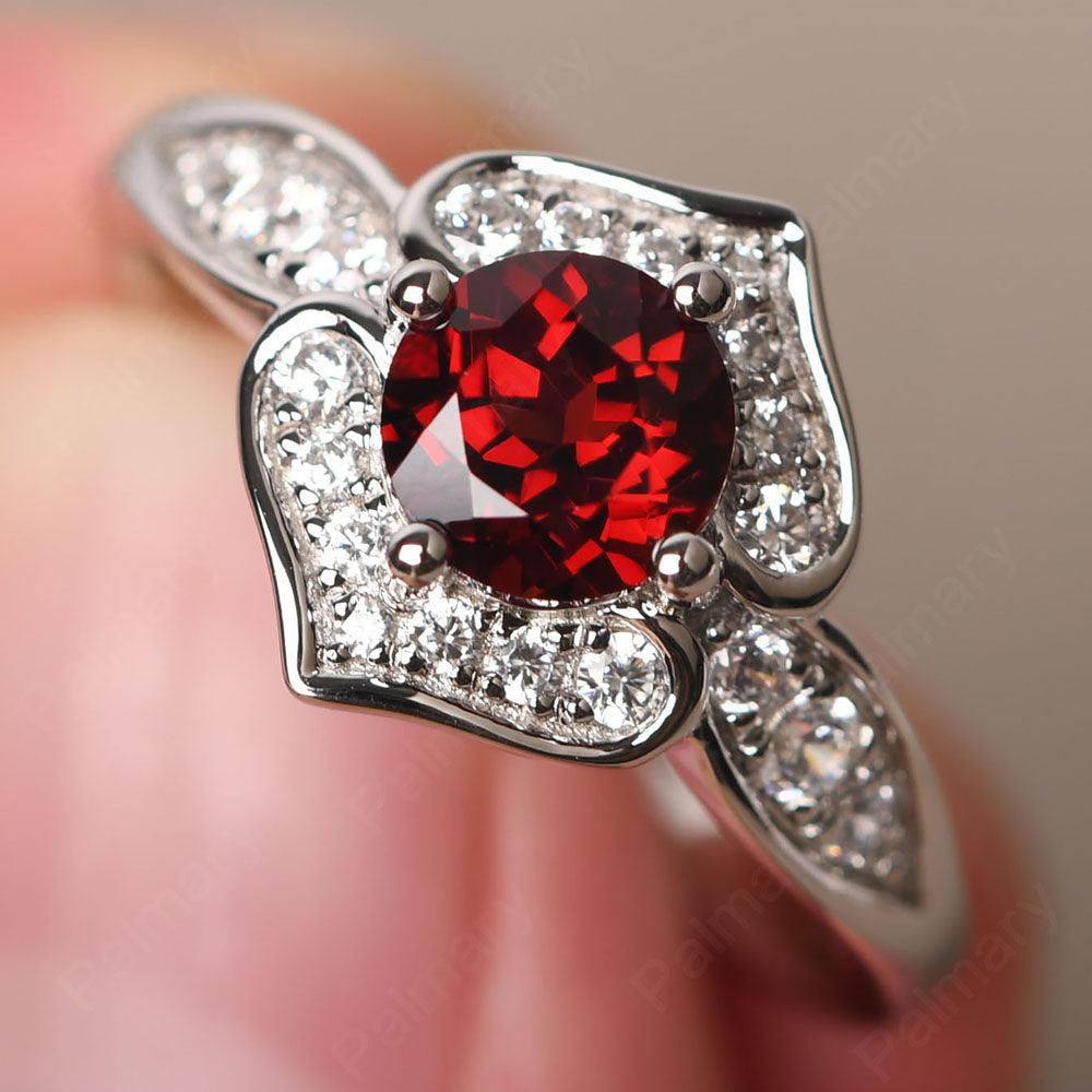 Brilliant Garnet Lotus Ring - Palmary