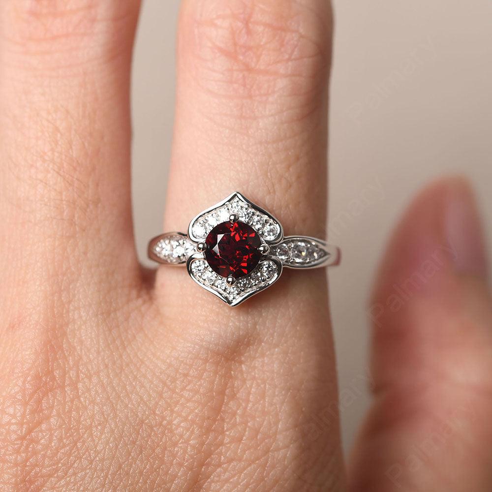 Brilliant Garnet Lotus Ring - Palmary