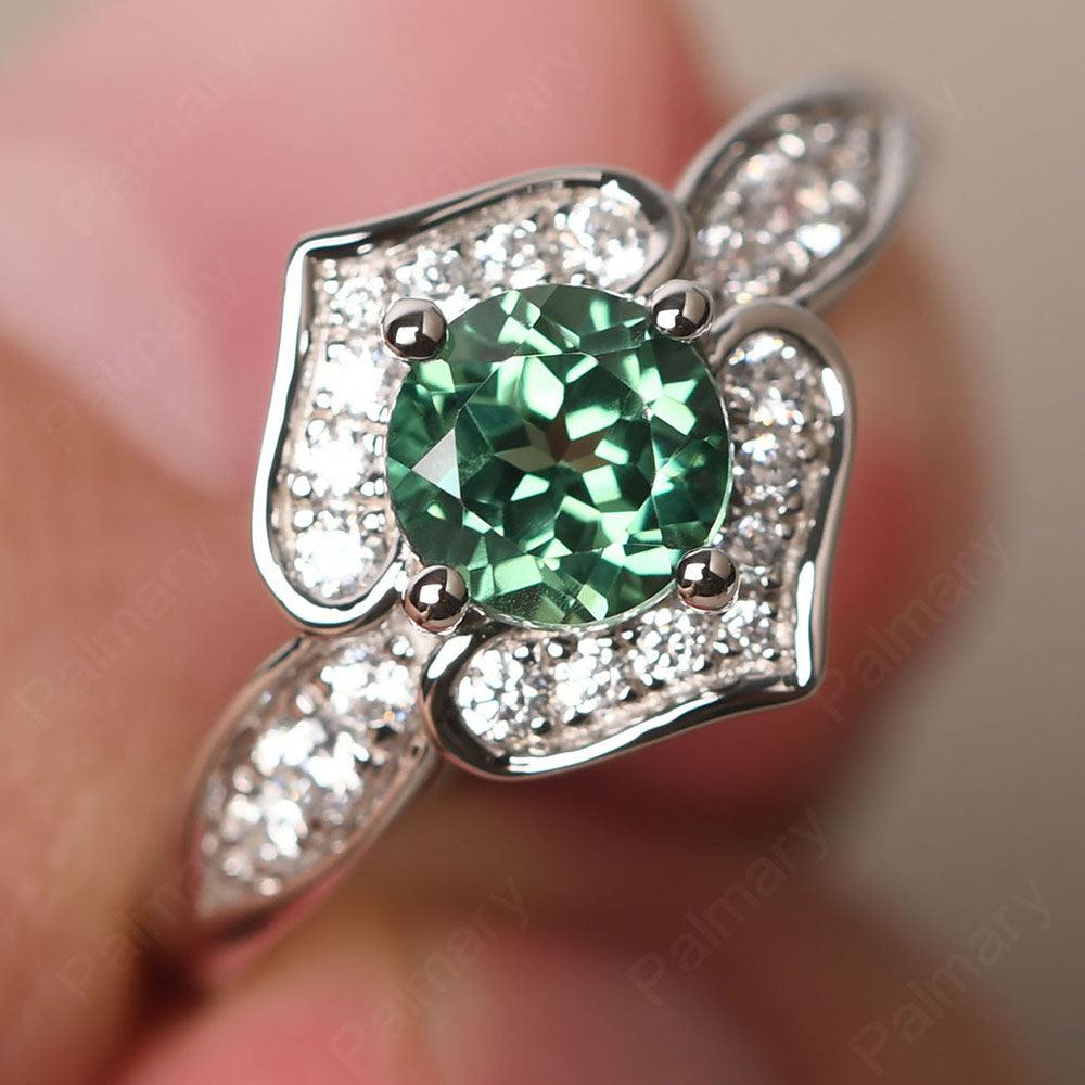 Brilliant Green Sapphire Lotus Ring - Palmary