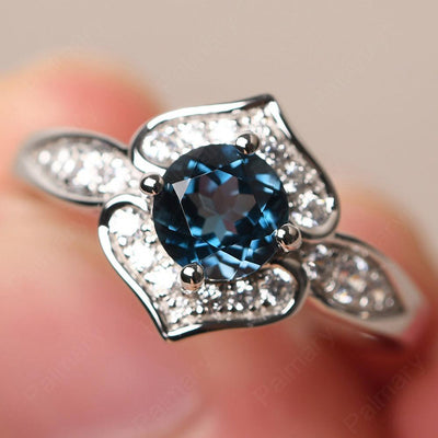 Brilliant London Blue Topaz Lotus Ring - Palmary