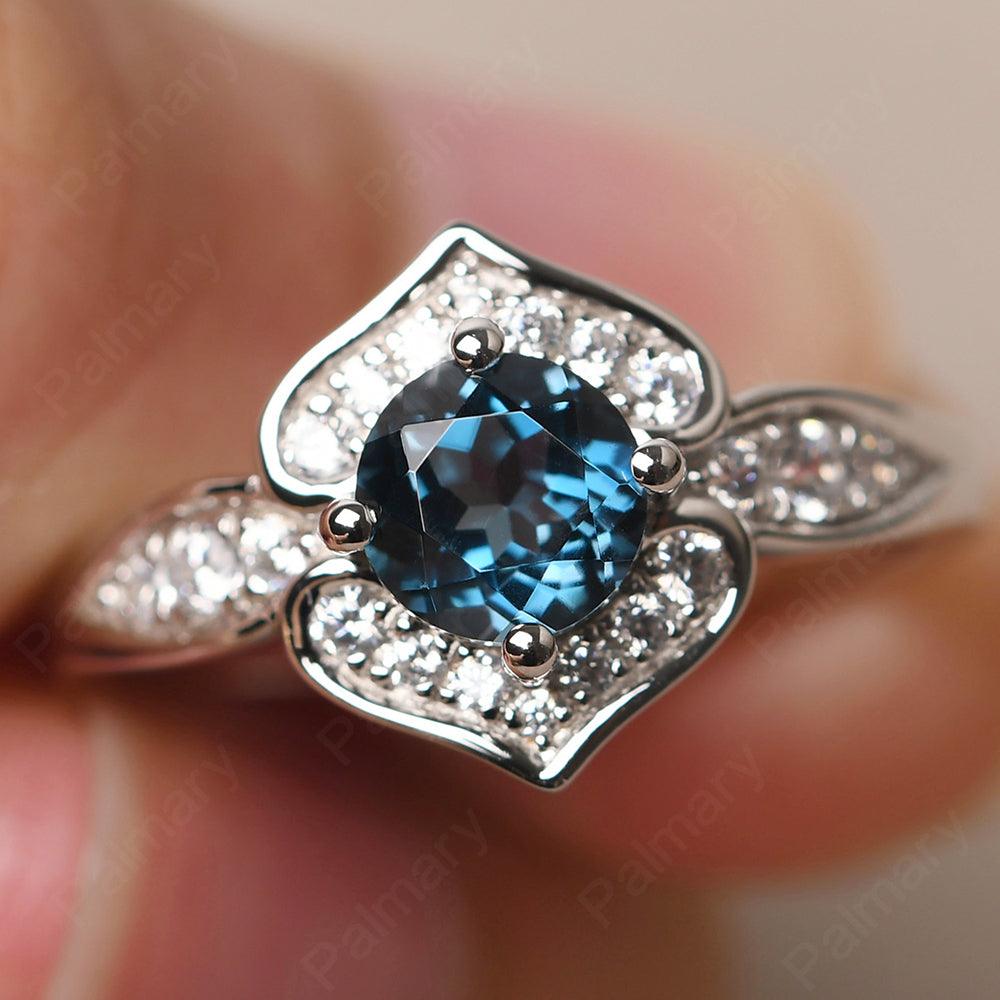 Brilliant London Blue Topaz Lotus Ring - Palmary