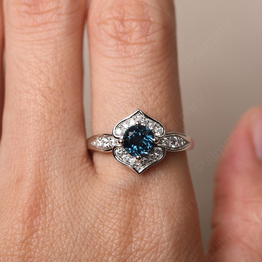 Brilliant London Blue Topaz Lotus Ring - Palmary