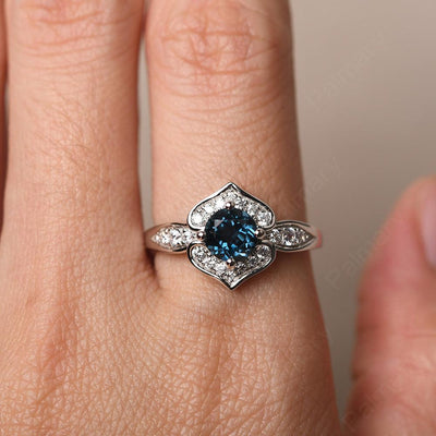 Brilliant London Blue Topaz Lotus Ring - Palmary