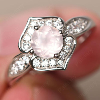 Brilliant Rose Quartz Lotus Ring - Palmary