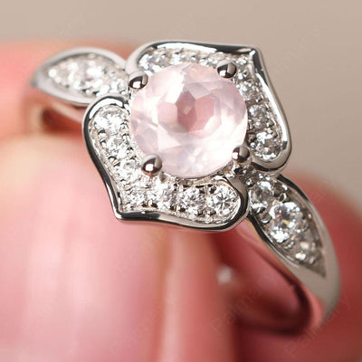 Brilliant Rose Quartz Lotus Ring - Palmary