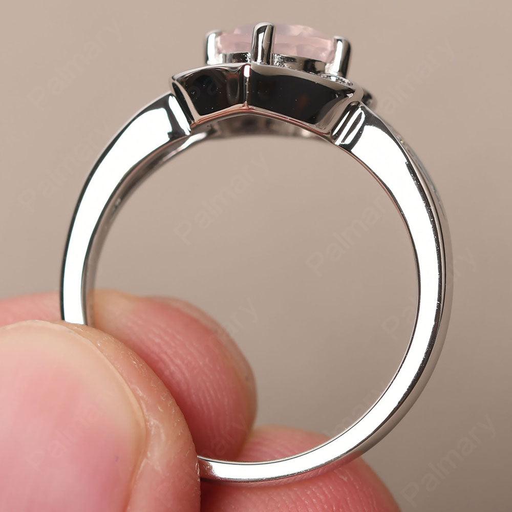 Brilliant Rose Quartz Lotus Ring - Palmary