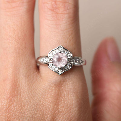 Brilliant Rose Quartz Lotus Ring - Palmary