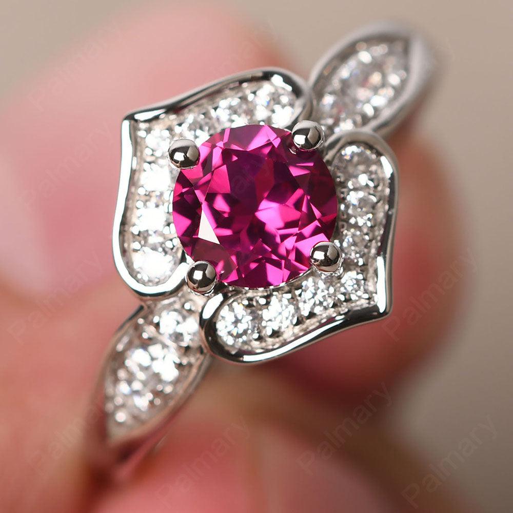Brilliant Ruby Lotus Ring - Palmary