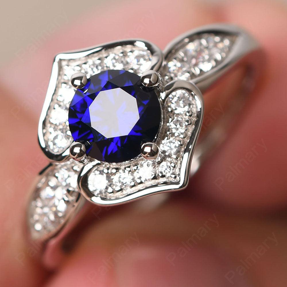 Brilliant Sapphire Lotus Ring - Palmary