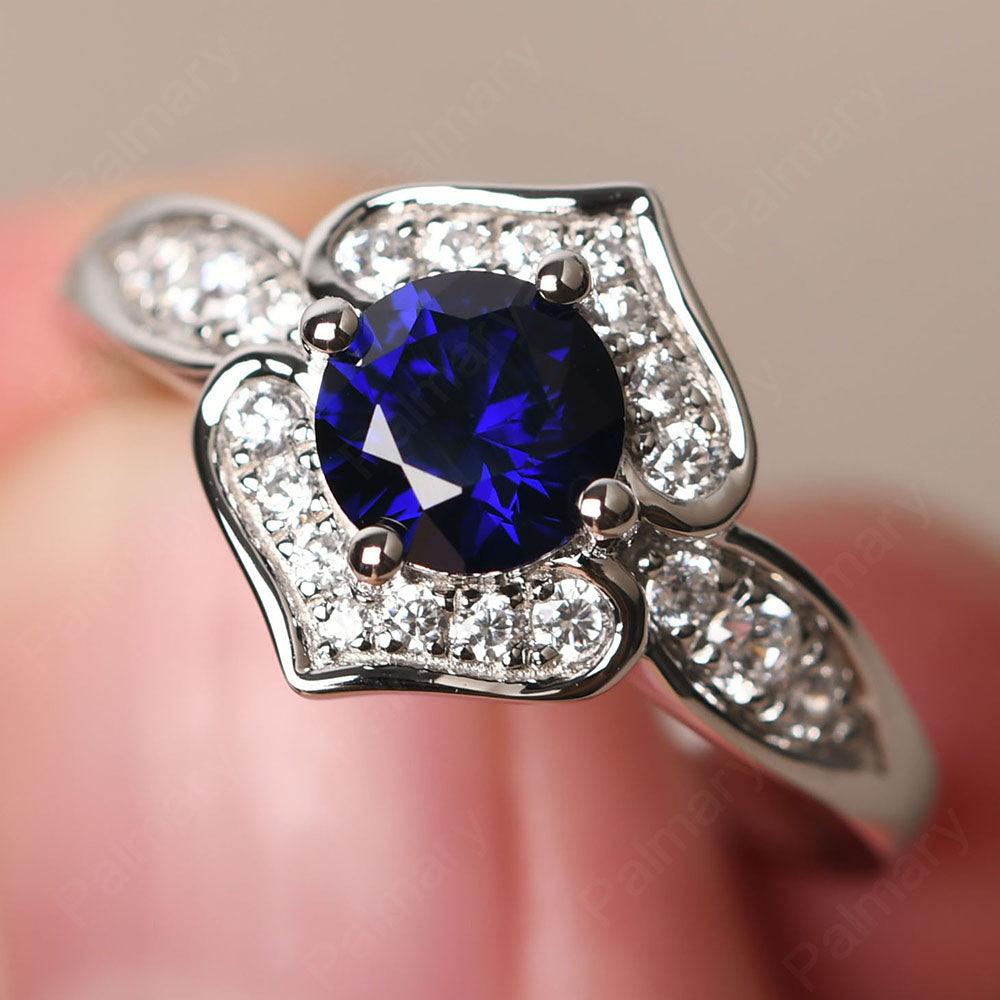 Brilliant Sapphire Lotus Ring - Palmary